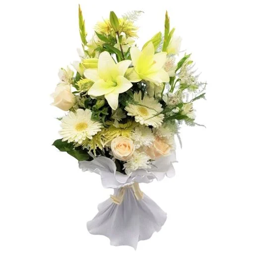 Ramo condolencias premium todo blanco